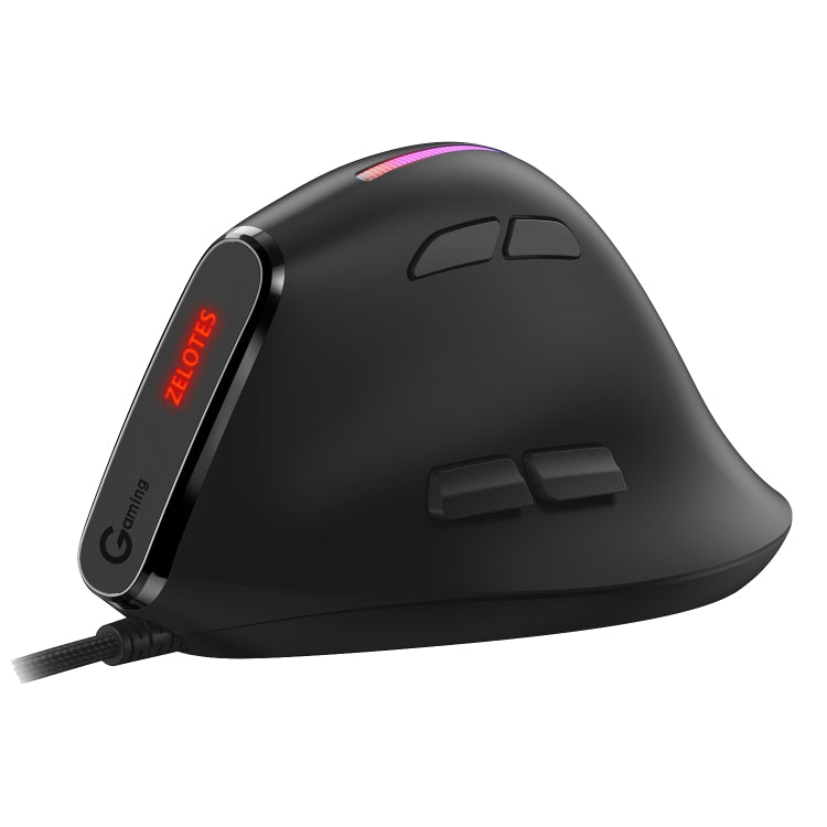 ZELOTES T50 9-Keys RGB Lighting Effect Vertical Grip Ergonomic Programming Wired Mouse - Black
