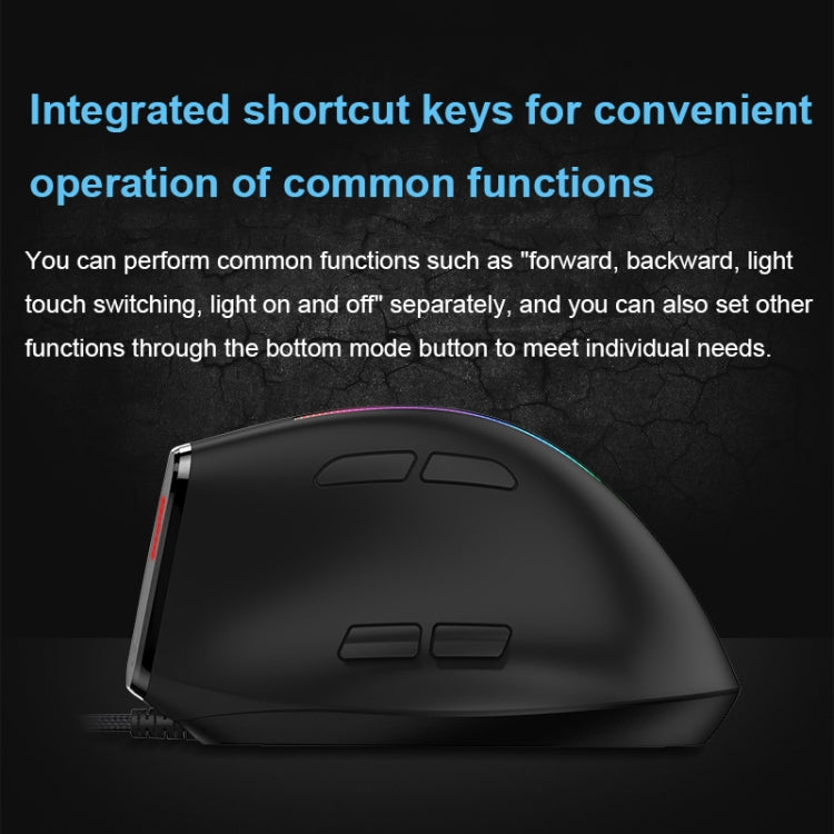 ZELOTES T50 9-Keys RGB Lighting Effect Vertical Grip Ergonomic Programming Wired Mouse - Black