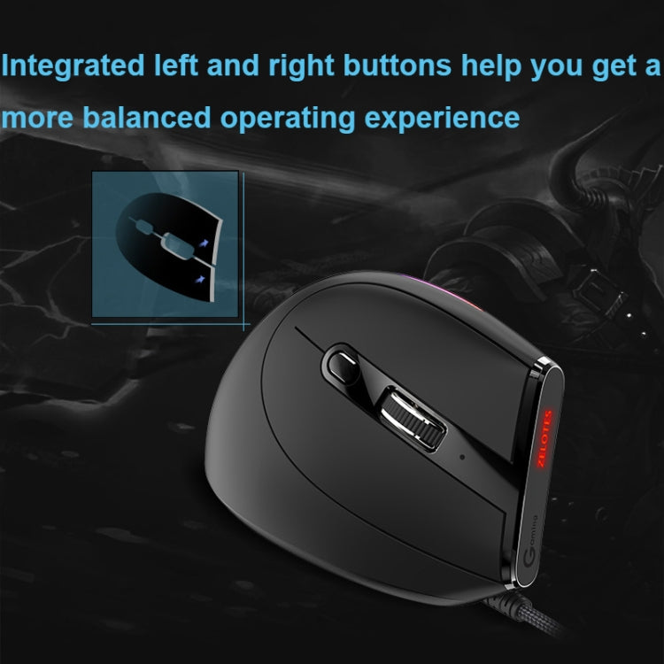ZELOTES T50 9-Keys RGB Lighting Effect Vertical Grip Ergonomic Programming Wired Mouse - Black