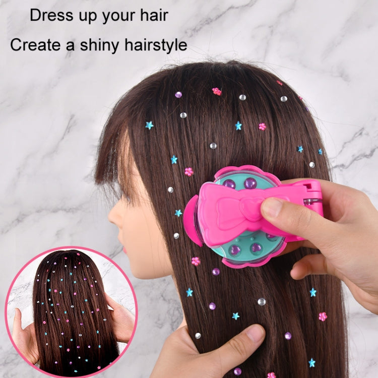 DIY Crystal Rhinestone Sticker Hair Decor Magic Nail Machine Girls Play House Hair Sticker Toy, Style: With 12pcs Stickers