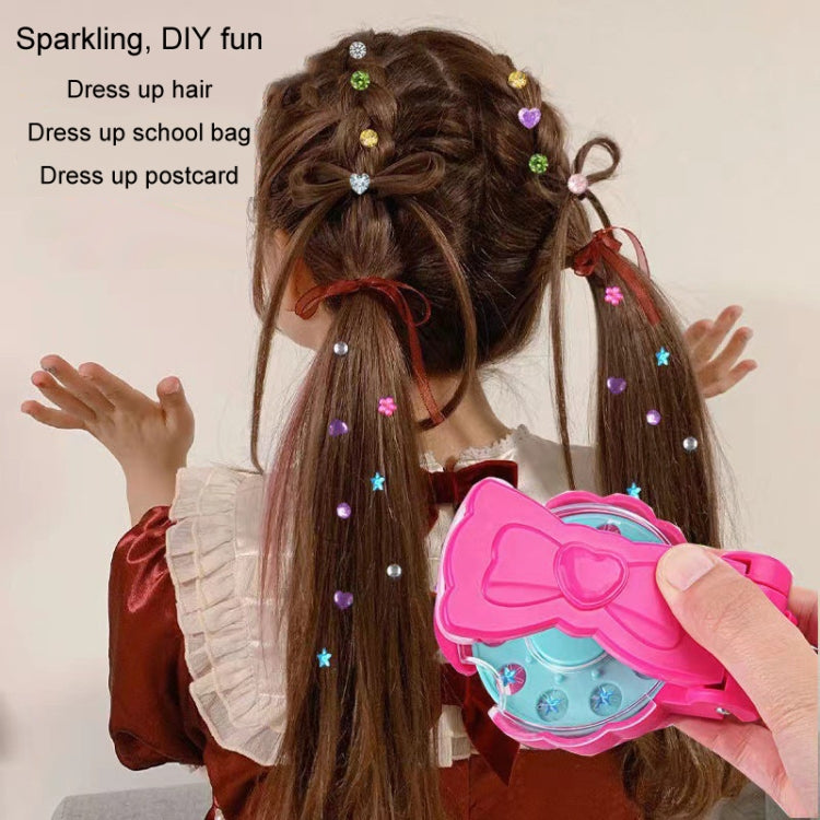 DIY Crystal Rhinestone Sticker Hair Decor Magic Nail Machine Girls Play House Hair Sticker Toy, Style: With 12pcs Stickers