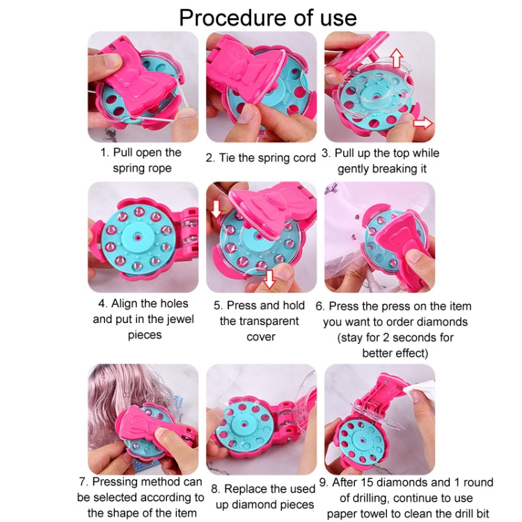 DIY Crystal Rhinestone Sticker Hair Decor Magic Nail Machine Girls Play House Hair Sticker Toy, Style: With 12pcs Stickers