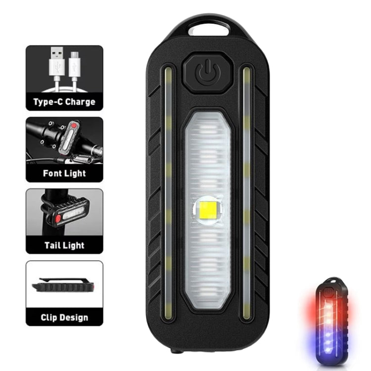 LED Shoulder Flashlight Bike Tail Light Type-C Recharge Outdoor Flashlight With Clip Patrol Safety Warning Lamp - B Model