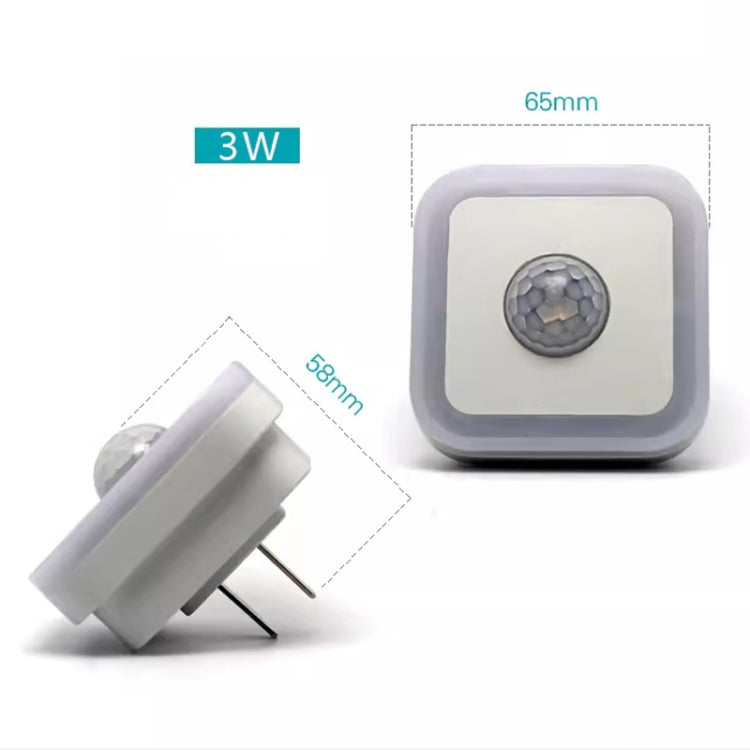 3W Home LED Human Auto Sensor Night Light Plug-In Wiring-Free Staircase Corridor Aisle Light, US Plug