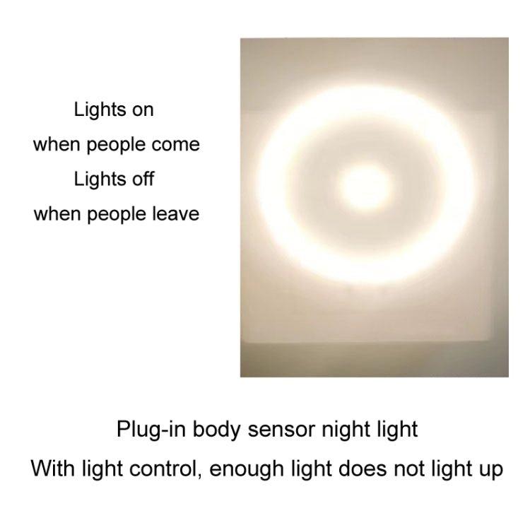 3W LED Human Body Sensor Light Smart Light Control Infrared Plug- in Night Lamp Floor Bedroom Lamp, US Plug