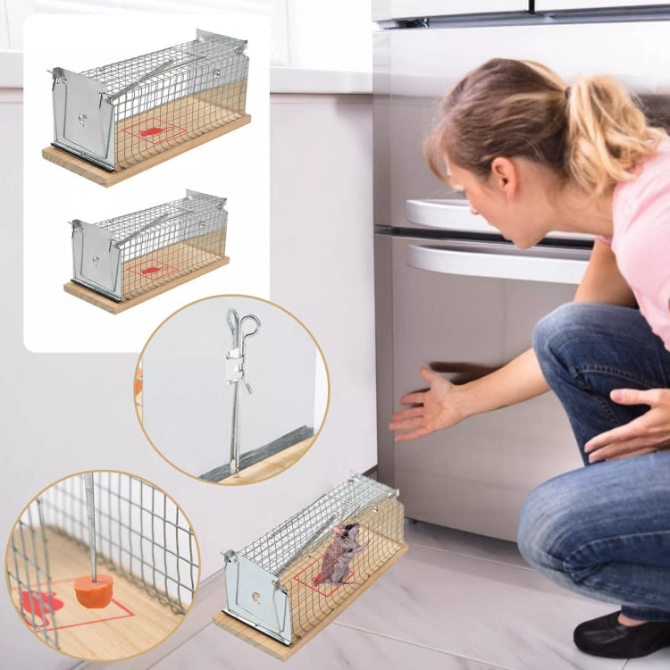Wooden Mousetrap Cage Live Animal Humane Trap Catch, Size: Small