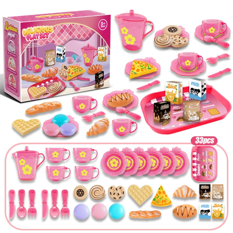 33pcs /Set Simulation Tableware Pretend Play Toy Kit Dessert Role Play Toys