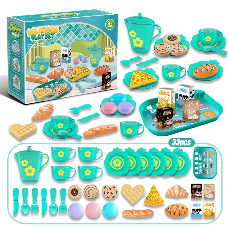 33pcs /Set Simulation Tableware Pretend Play Toy Kit Dessert Role Play Toys