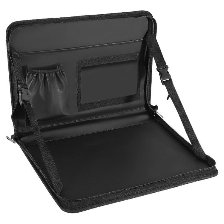 Multifunctional Car Steering Wheel Dining Table Car Seatback Hanging Foldable Storage Bag - Black