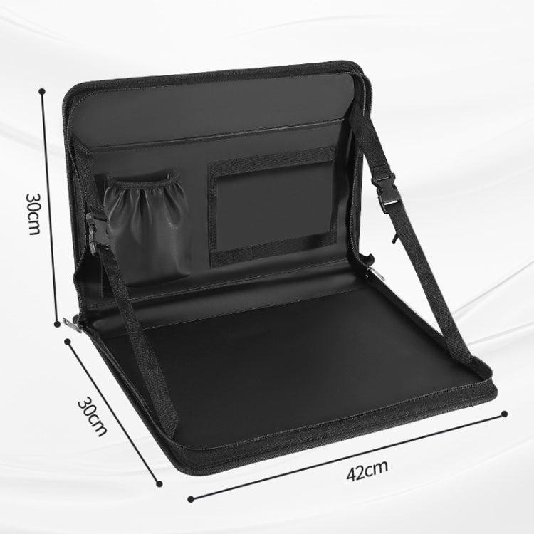 Multifunctional Car Steering Wheel Dining Table Car Seatback Hanging Foldable Storage Bag - Black