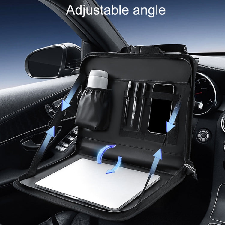 Multifunctional Car Steering Wheel Dining Table Car Seatback Hanging Foldable Storage Bag - Black