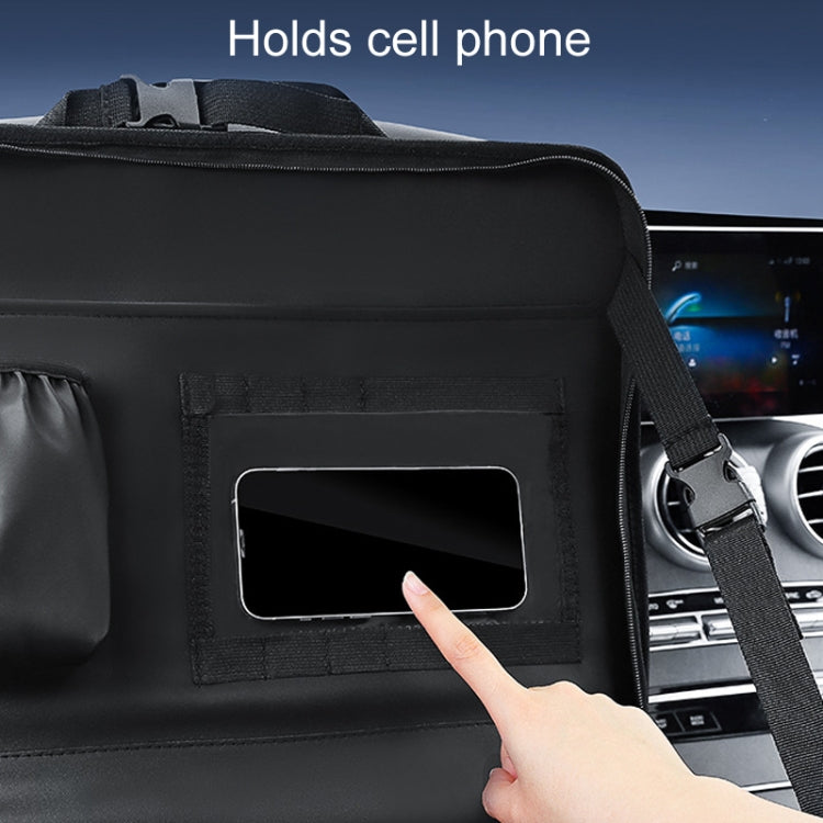 Multifunctional Car Steering Wheel Dining Table Car Seatback Hanging Foldable Storage Bag - Black