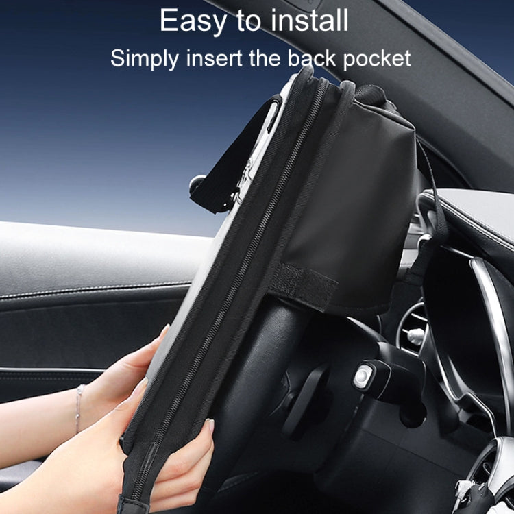 Multifunctional Car Steering Wheel Dining Table Car Seatback Hanging Foldable Storage Bag - Black