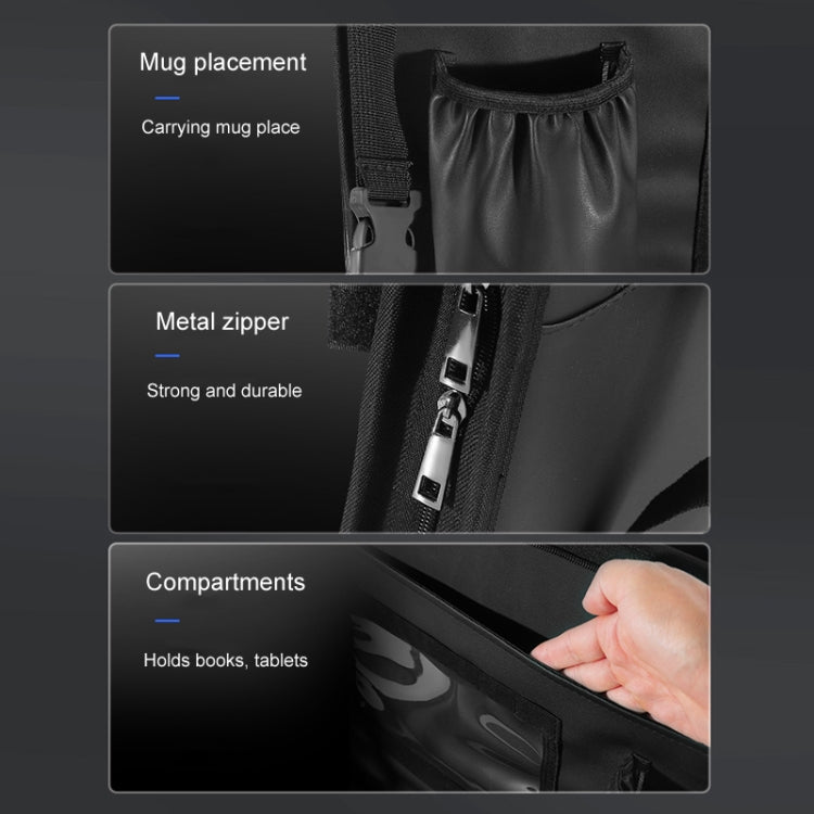 Multifunctional Car Steering Wheel Dining Table Car Seatback Hanging Foldable Storage Bag - Black