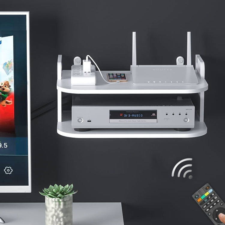 30cm Living Room Projector Holder Home Wall-Mounted No-Punch Hollowing Set-Top Box Shelf