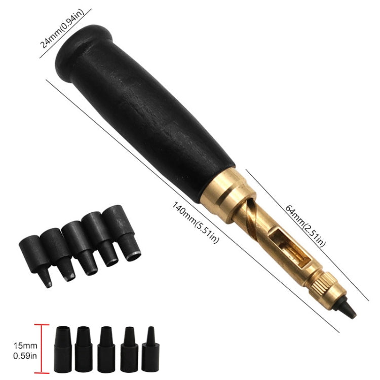 Interchangeable Multi-head Belt Rotary Punch DIY Leather Hole Punch, Material: Original Wooden Handle