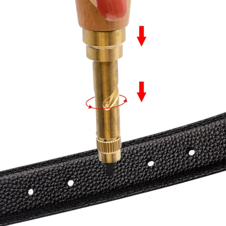 Interchangeable Multi-head Belt Rotary Punch DIY Leather Hole Punch, Material: Original Wooden Handle