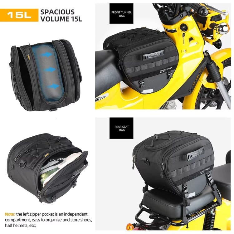 Rhinowalk MTR5001 15L Scooter Front Bag Large Capacity Curved Beam Motorcycle Rear Seat Bag - Black