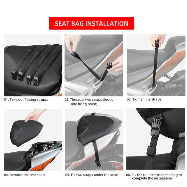 Rhinowalk MTR5001 15L Scooter Front Bag Large Capacity Curved Beam Motorcycle Rear Seat Bag - Black