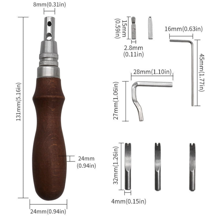 7 In 1 Leather Edge Presser Groove Cutter Edge Trimmer - Brown