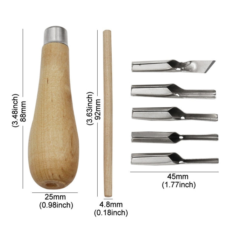 7pcs /Set Wood Handle Carving Knife Tool Art Combination Set - Five Blade Heads