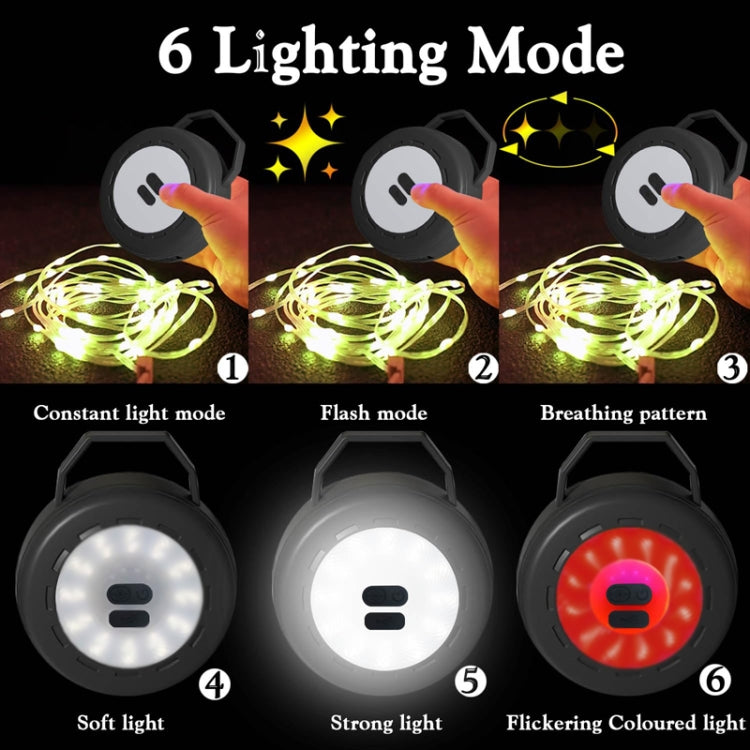 TUBUZHE 2 In 1 LED Portable String Lamp Camping Atmosphere Light USB Rechargeable Outdoor Tent Night Light