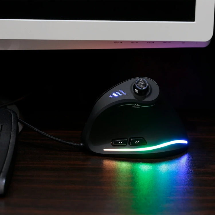 ZELOTES C18 11-Keys RGB Vertical Grip Ergonomic Joystick Programming Gaming Wired Mouse - Black