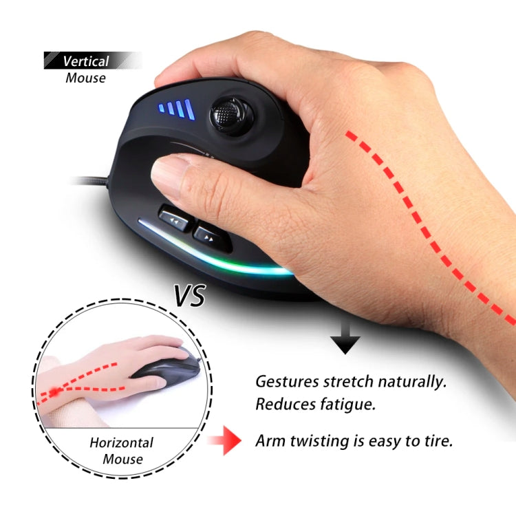 ZELOTES C18 11-Keys RGB Vertical Grip Ergonomic Joystick Programming Gaming Wired Mouse - Black