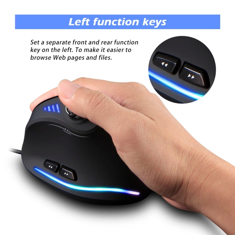 ZELOTES C18 11-Keys RGB Vertical Grip Ergonomic Joystick Programming Gaming Wired Mouse - Black