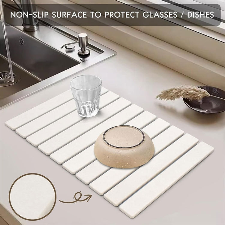 Diatomaceous Earth Tableware Drying Mat Foldable Dish Drainer Kitchen Bathroom Absorbent Mat, Size: 30x40cm