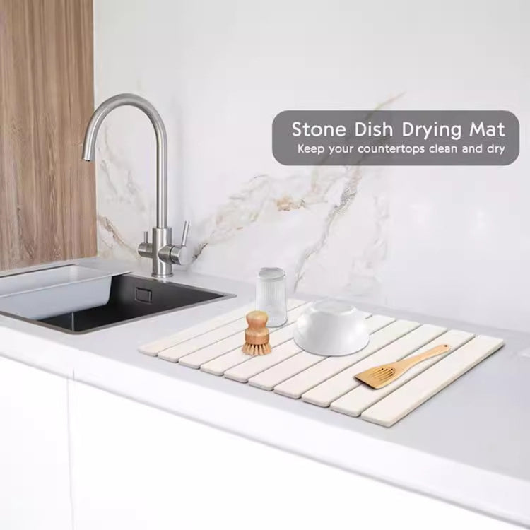 Diatomaceous Earth Tableware Drying Mat Foldable Dish Drainer Kitchen Bathroom Absorbent Mat, Size: 60x39cm