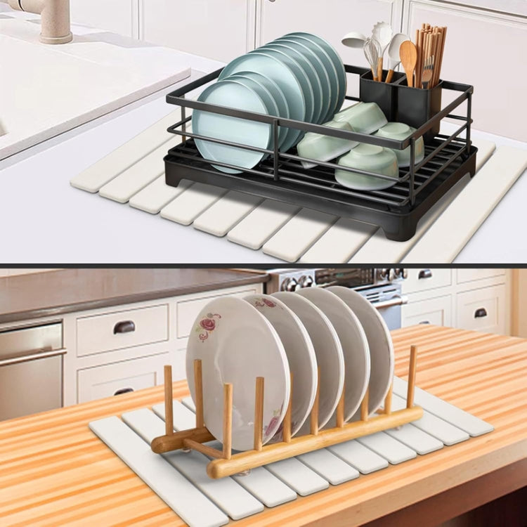 Diatomaceous Earth Tableware Drying Mat Foldable Dish Drainer Kitchen Bathroom Absorbent Mat, Size: 60x39cm