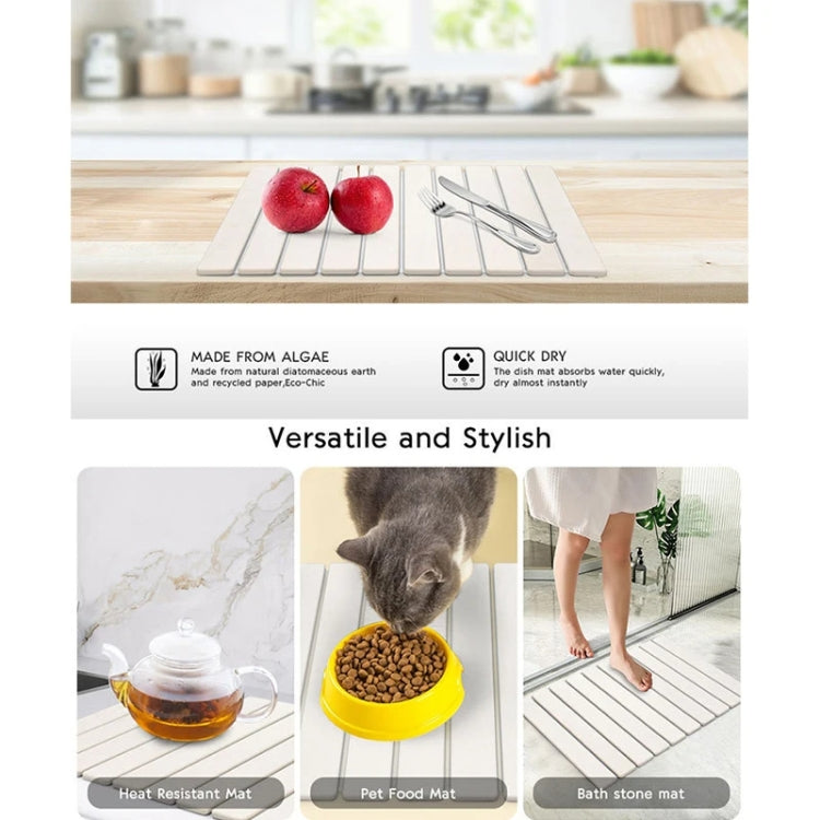 Diatomaceous Earth Tableware Drying Mat Foldable Dish Drainer Kitchen Bathroom Absorbent Mat, Size: 30x40cm