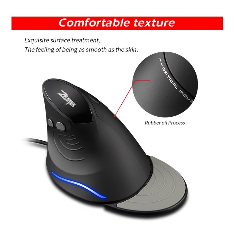 ZELOTES T30 6-keys Vertical Grip Detachable Ergonomic Wired Mouse - 7-color Breathing Light