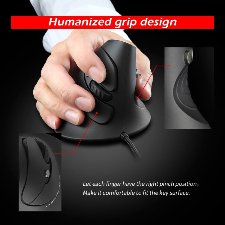 ZELOTES T30 6-keys Vertical Grip Detachable Ergonomic Wired Mouse - 7-color Breathing Light