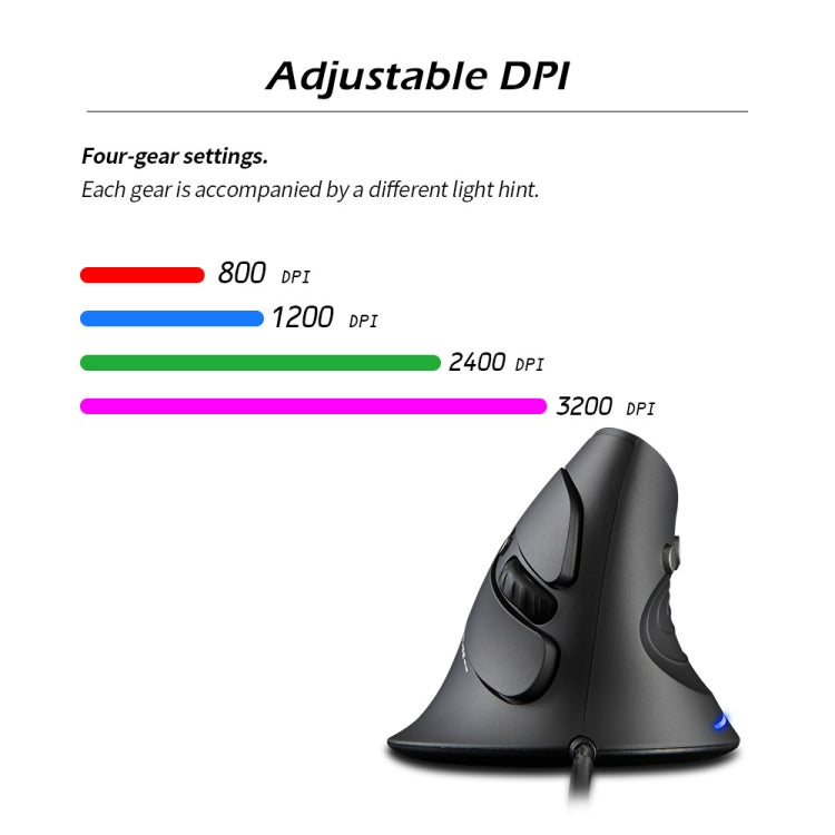 ZELOTES T30 6-keys Vertical Grip Detachable Ergonomic Wired Mouse - 7-color Breathing Light