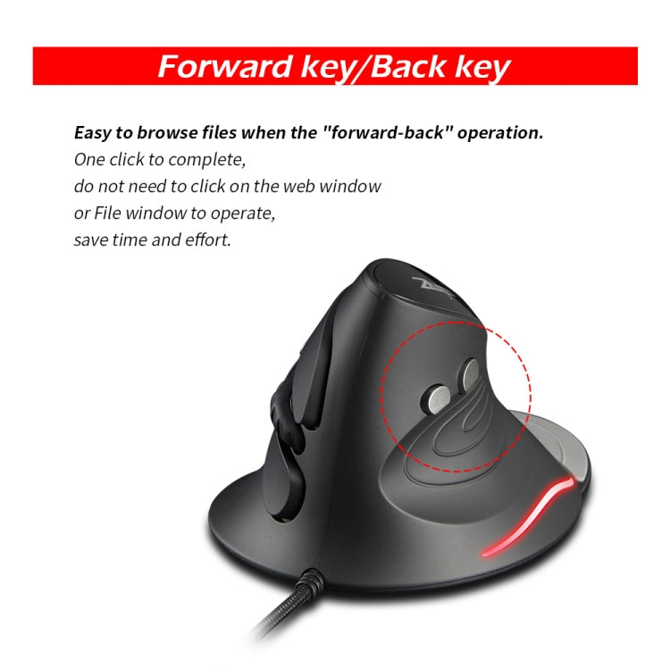 ZELOTES T30 6-keys Vertical Grip Detachable Ergonomic Wired Mouse - 7-color Breathing Light
