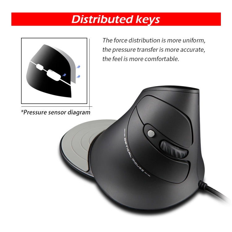 ZELOTES T30 6-keys Vertical Grip Detachable Ergonomic Wired Mouse - 7-color Breathing Light