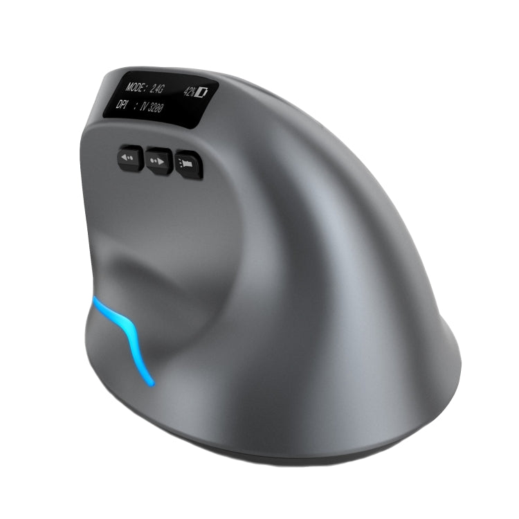 ZELOTES F-26C 8-Keys 2.4G+Bluetooth Dual-Mode LED Display Vertical Grip Wireless Mouse - Gray