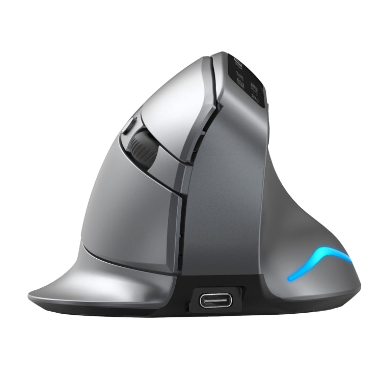 ZELOTES F-26C 8-Keys 2.4G+Bluetooth Dual-Mode LED Display Vertical Grip Wireless Mouse - Gray