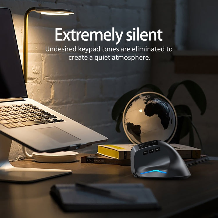 ZELOTES F-26C 8-Keys 2.4G+Bluetooth Dual-Mode LED Display Vertical Grip Wireless Mouse - Gray