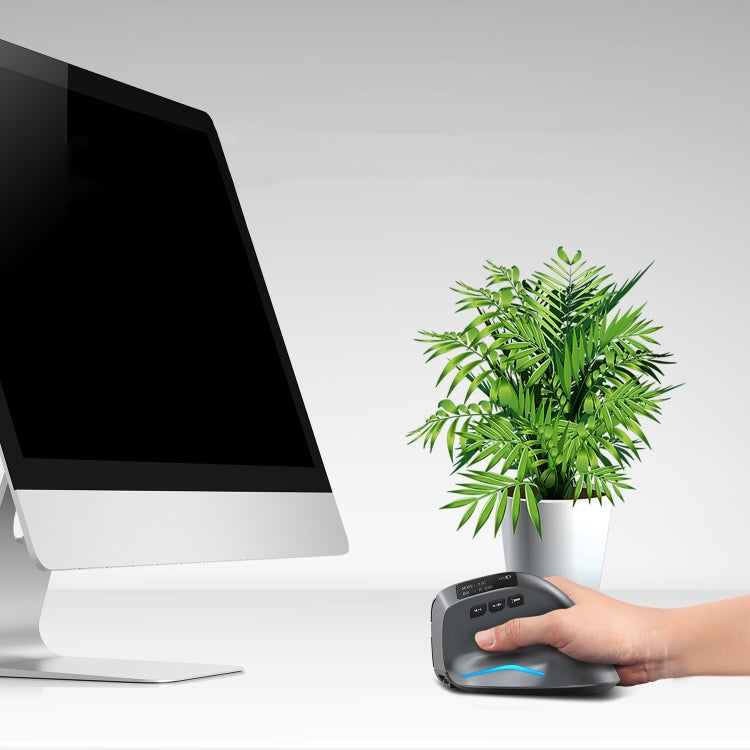 ZELOTES F-26C 8-Keys 2.4G+Bluetooth Dual-Mode LED Display Vertical Grip Wireless Mouse - Gray