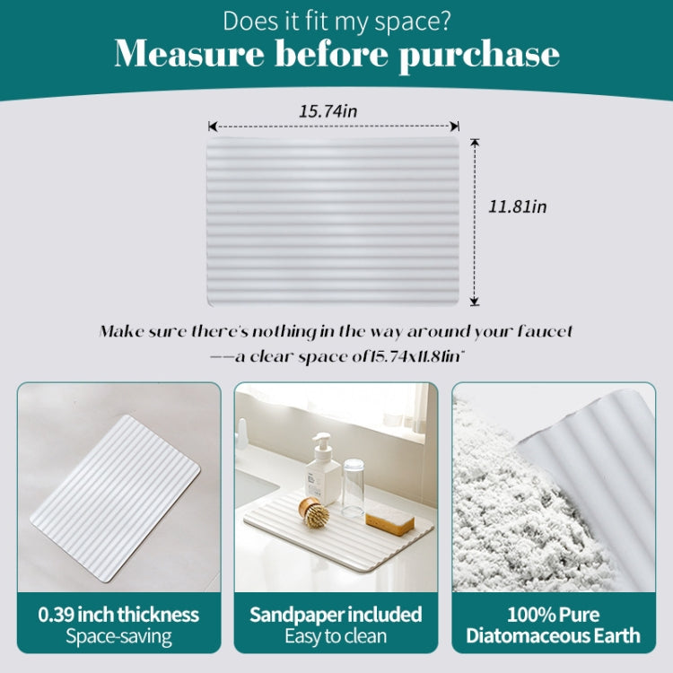 Diatomite Kitchen Drying Mat Drainage Countertop Pad Quick Dry Coaster Bathroom Hard Floor Mat, Size: 30x40cm