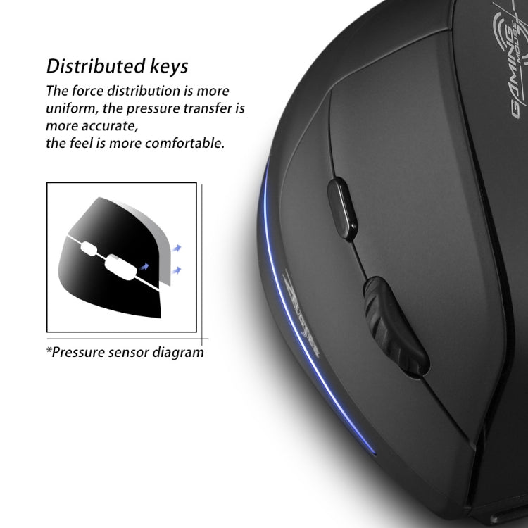 ZELOTES F35 6-buttons Vertical Grip Ergonomic Rechargeable Wireless Mouse - Blue Light