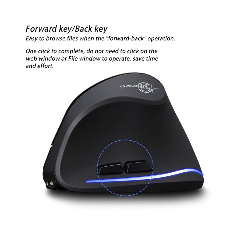 ZELOTES F35 6-buttons Vertical Grip Ergonomic Rechargeable Wireless Mouse - Blue Light