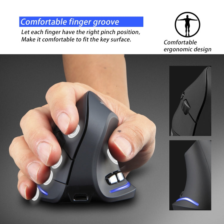ZELOTES F35 6-buttons Vertical Grip Ergonomic Rechargeable Wireless Mouse - Blue Light
