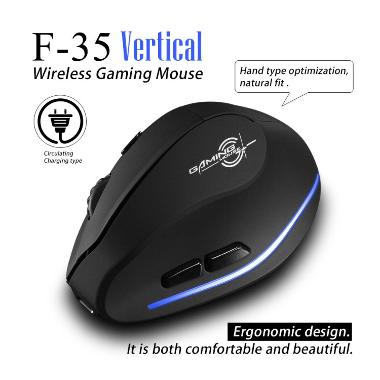 ZELOTES F35 6-buttons Vertical Grip Ergonomic Rechargeable Wireless Mouse - Blue Light