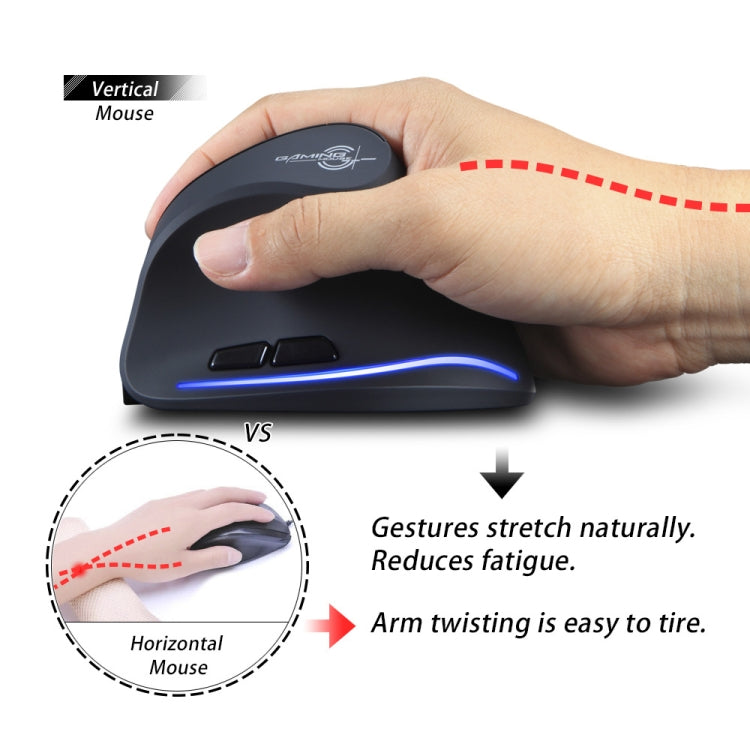 ZELOTES F35 6-buttons Vertical Grip Ergonomic Rechargeable Wireless Mouse - Blue Light
