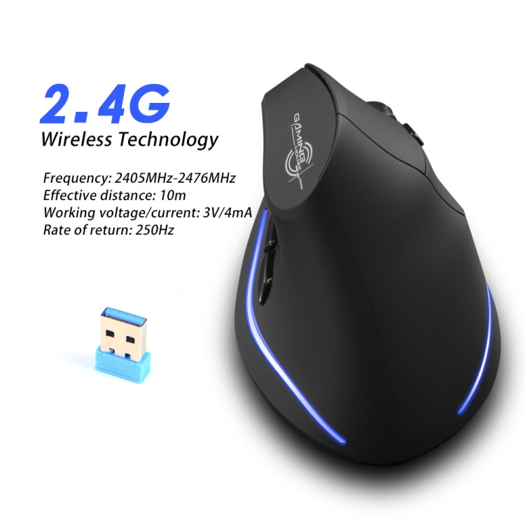 ZELOTES F35 6-buttons Vertical Grip Ergonomic Rechargeable Wireless Mouse - Blue Light