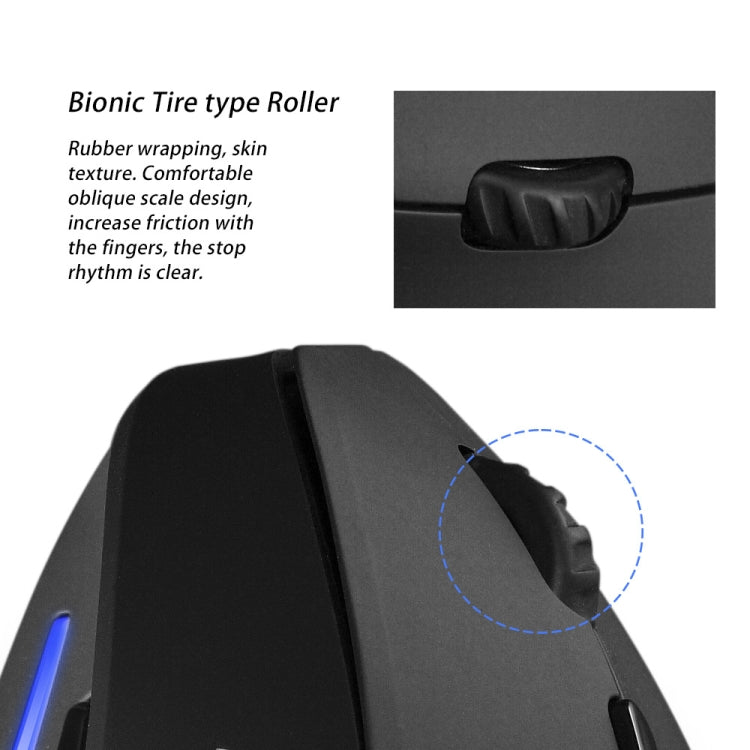 ZELOTES F35 6-buttons Vertical Grip Ergonomic Rechargeable Wireless Mouse - Blue Light